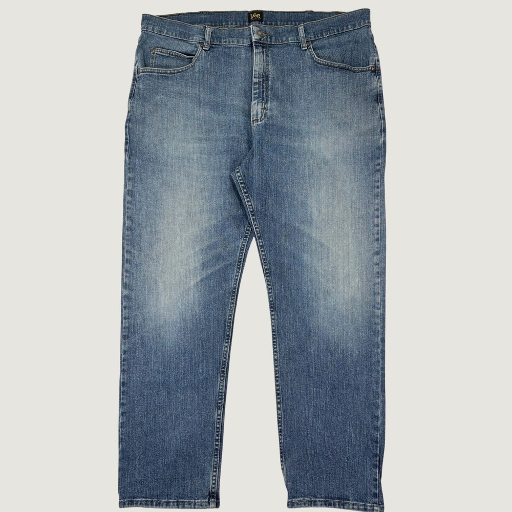Lee Jeans Mens 44x32 Regular Fit Straight Leg Blue Denim